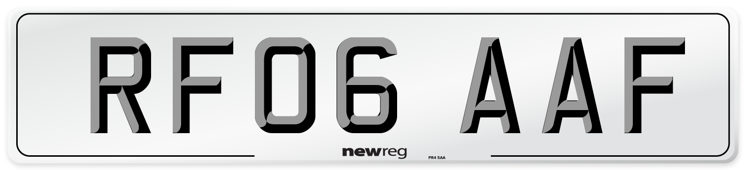 RF06 AAF Number Plate from New Reg